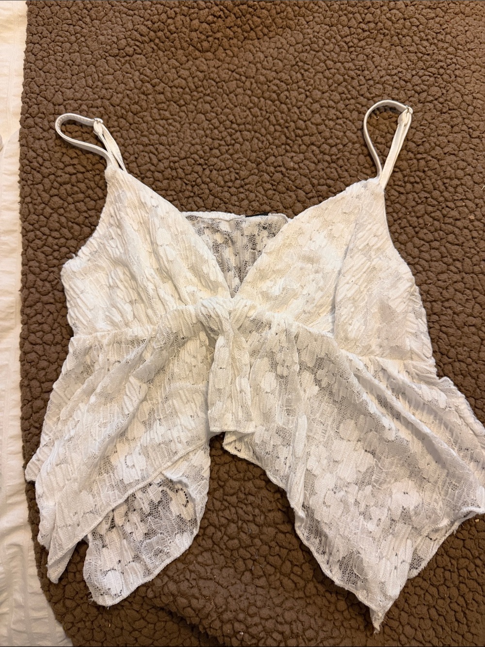 Women's White Lace Peplum Cami Top